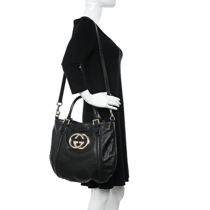 Gucci Calfskin Medium Britt Tote Black 2 of 13
