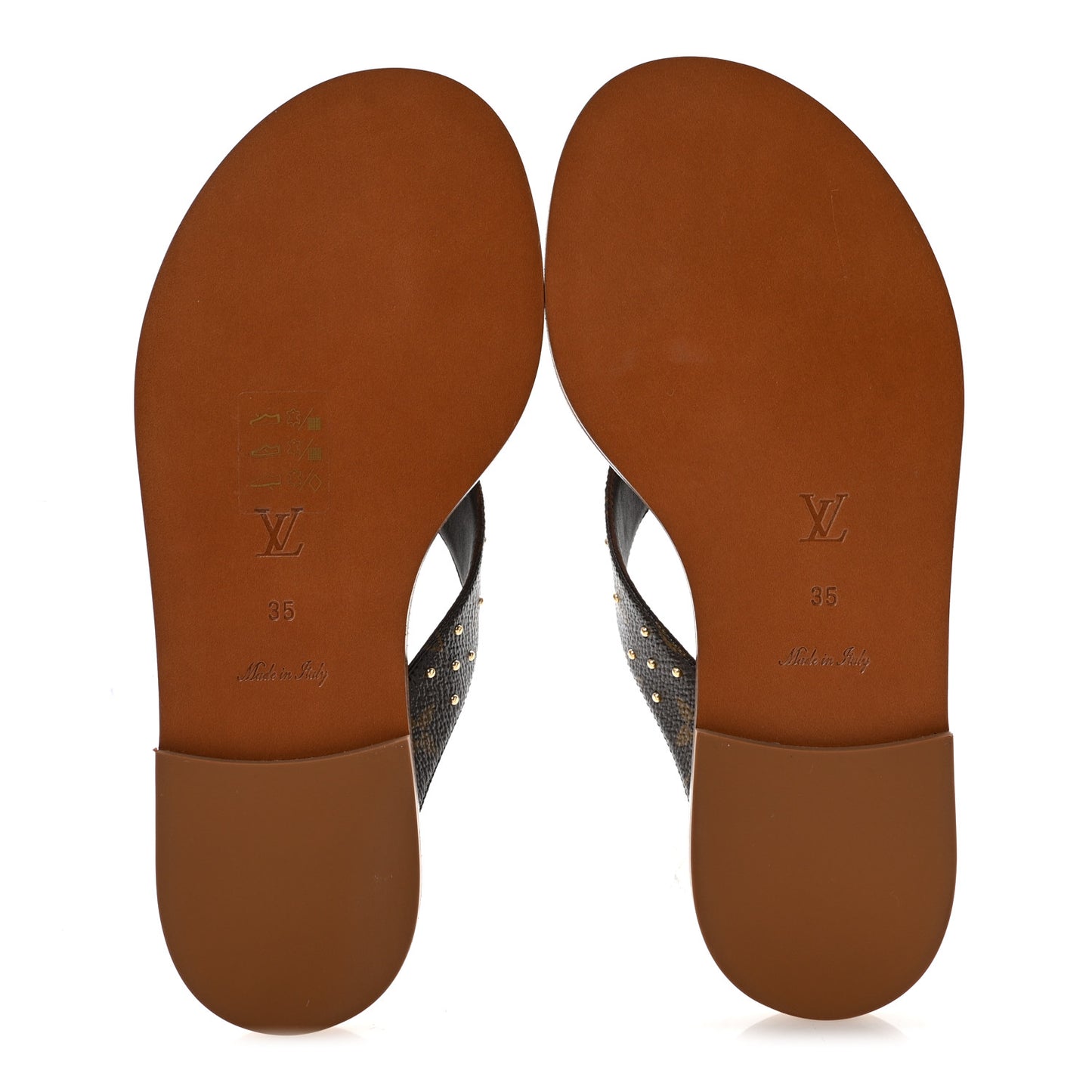 Monogram Sunny Flat Thong Sandals 35 Brown