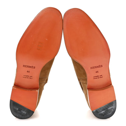 Hermes Veau Velours Mens Fortune Ankle Boots 44 Brun Fume 6 of 10