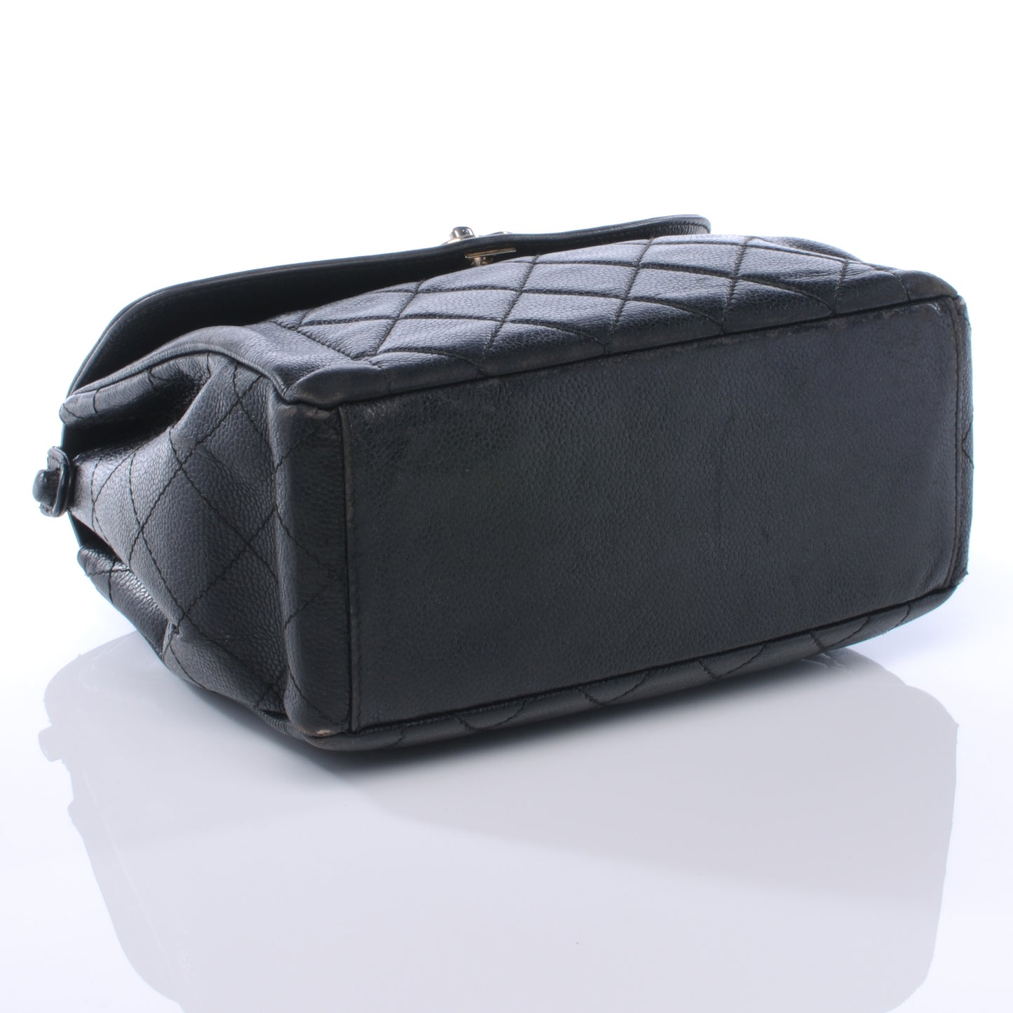 Caviar Quilted Shoulder Flap Bag Black