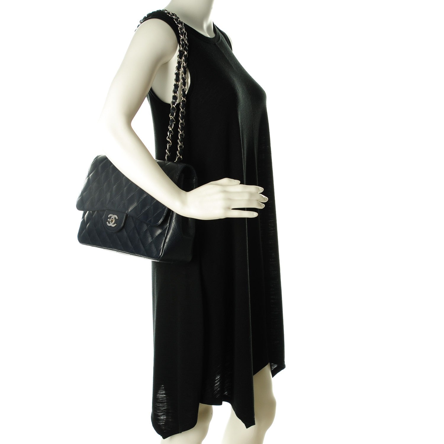 Chanel Caviar Jumbo Single Flap Navy Blue 2 of 8