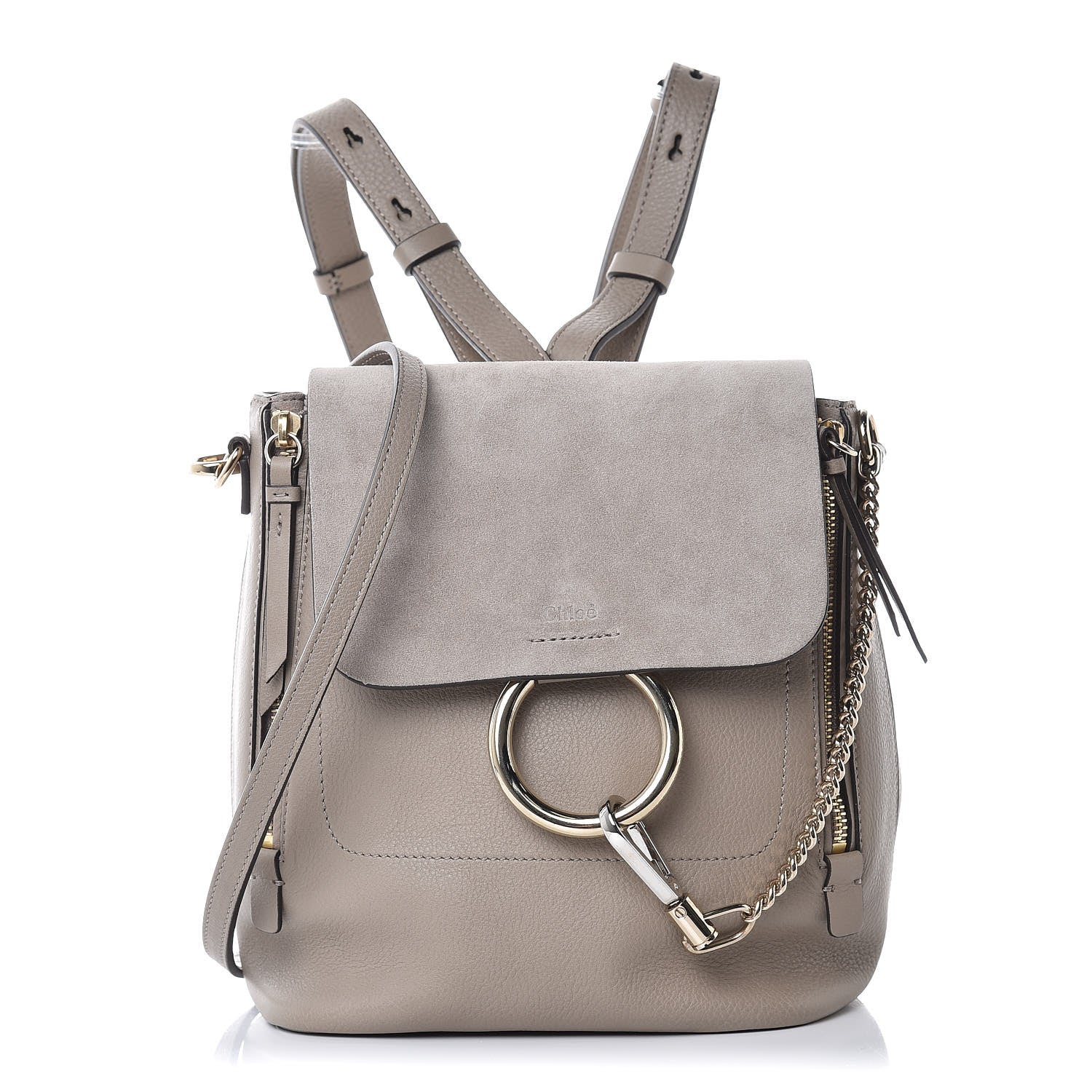 Chloe Suede Calfskin Small Faye Backpack Motty Grey 1 of 9