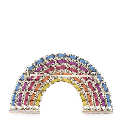 Chanel Lambskin Chain Rainbow CC Brooch Gold Multicolor 3 of 5