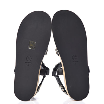 Chanel Calfskin Chain Flat Sandals 41 Black 5 of 8