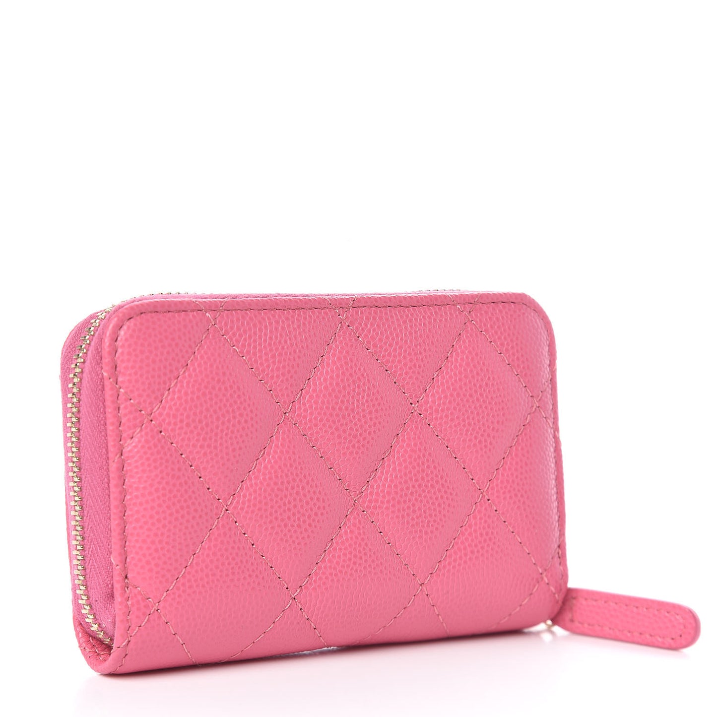 Caviar Quilted Zip Coin Purse Pink