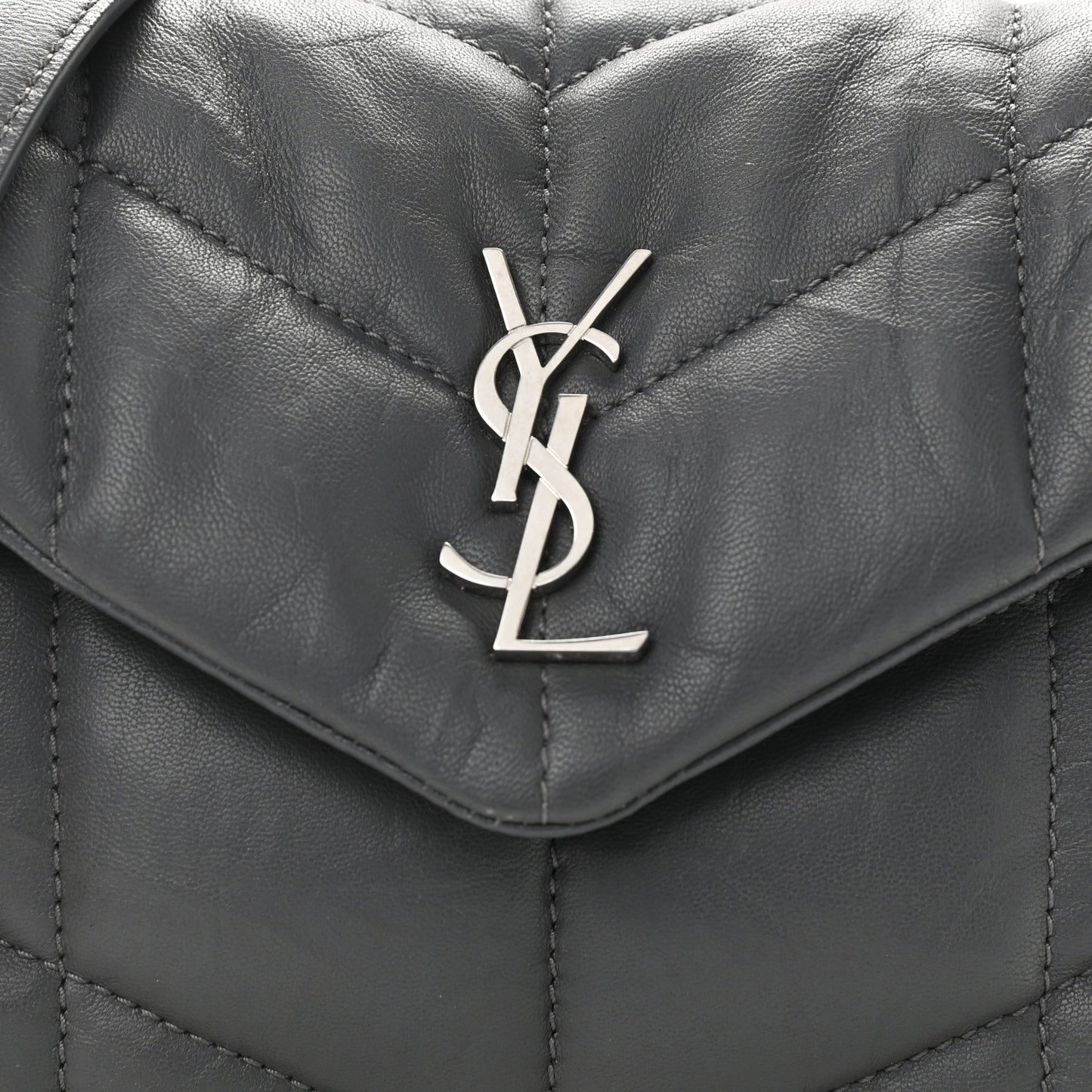 Lambskin Quilted Toy Loulou Puffer Monogram Chain Satchel Storm