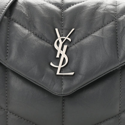Saint Laurent Lambskin Quilted Toy Loulou Puffer Monogram Chain Satchel Storm 9 of 11