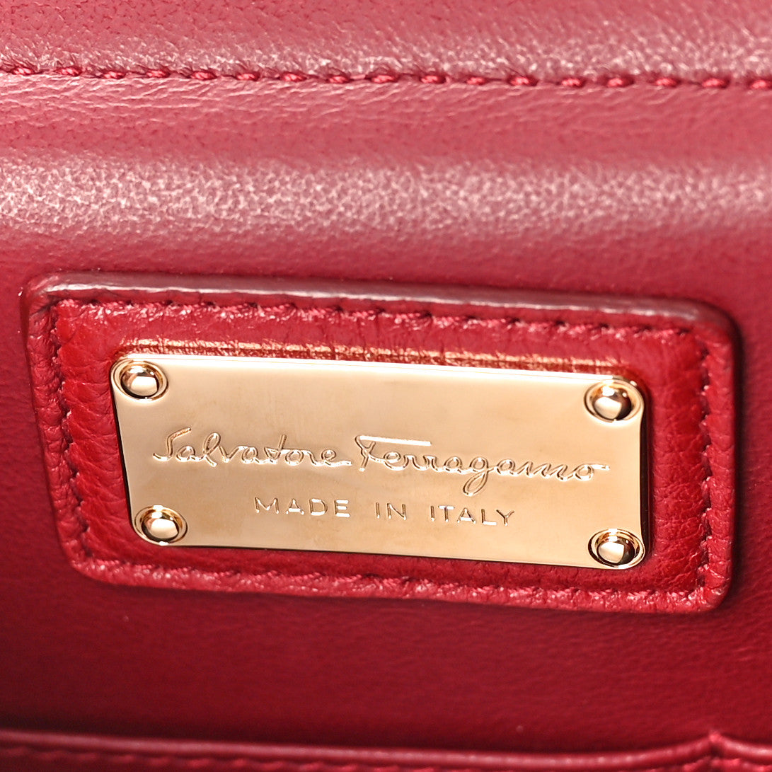 Salvatore Ferragamo Calfskin Sofia Shoulder Bag Burgundy 6 of 9