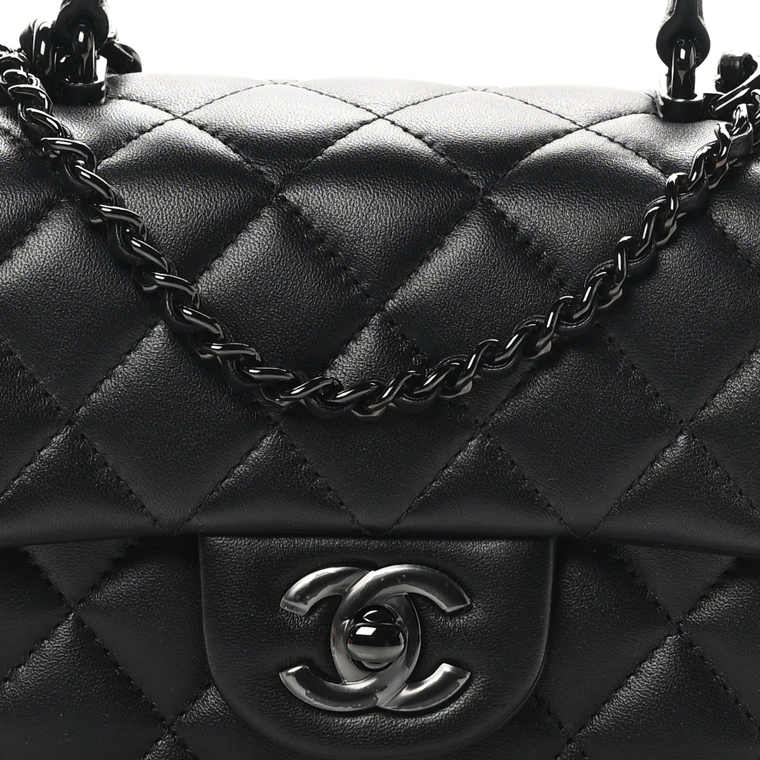 Chanel Lambskin Quilted Mini Top Handle Rectangular Flap So Black 8 of 11