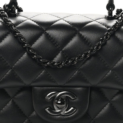 Chanel Lambskin Quilted Mini Top Handle Rectangular Flap So Black 8 of 11
