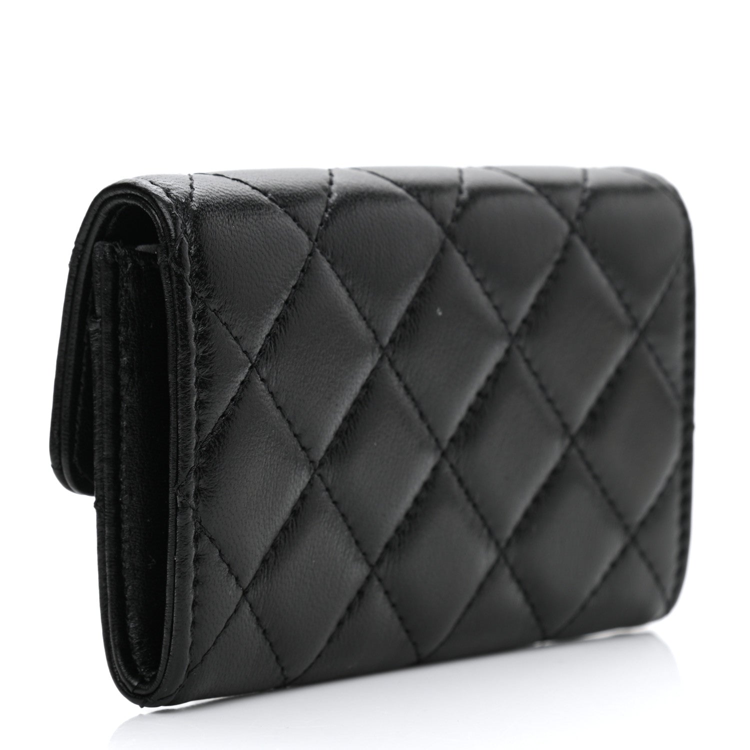 Chanel Lambskin Quilted Flap Card Holder Wallet Black 3 of 9