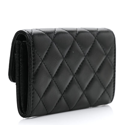 Chanel Lambskin Quilted Flap Card Holder Wallet Black 3 of 9