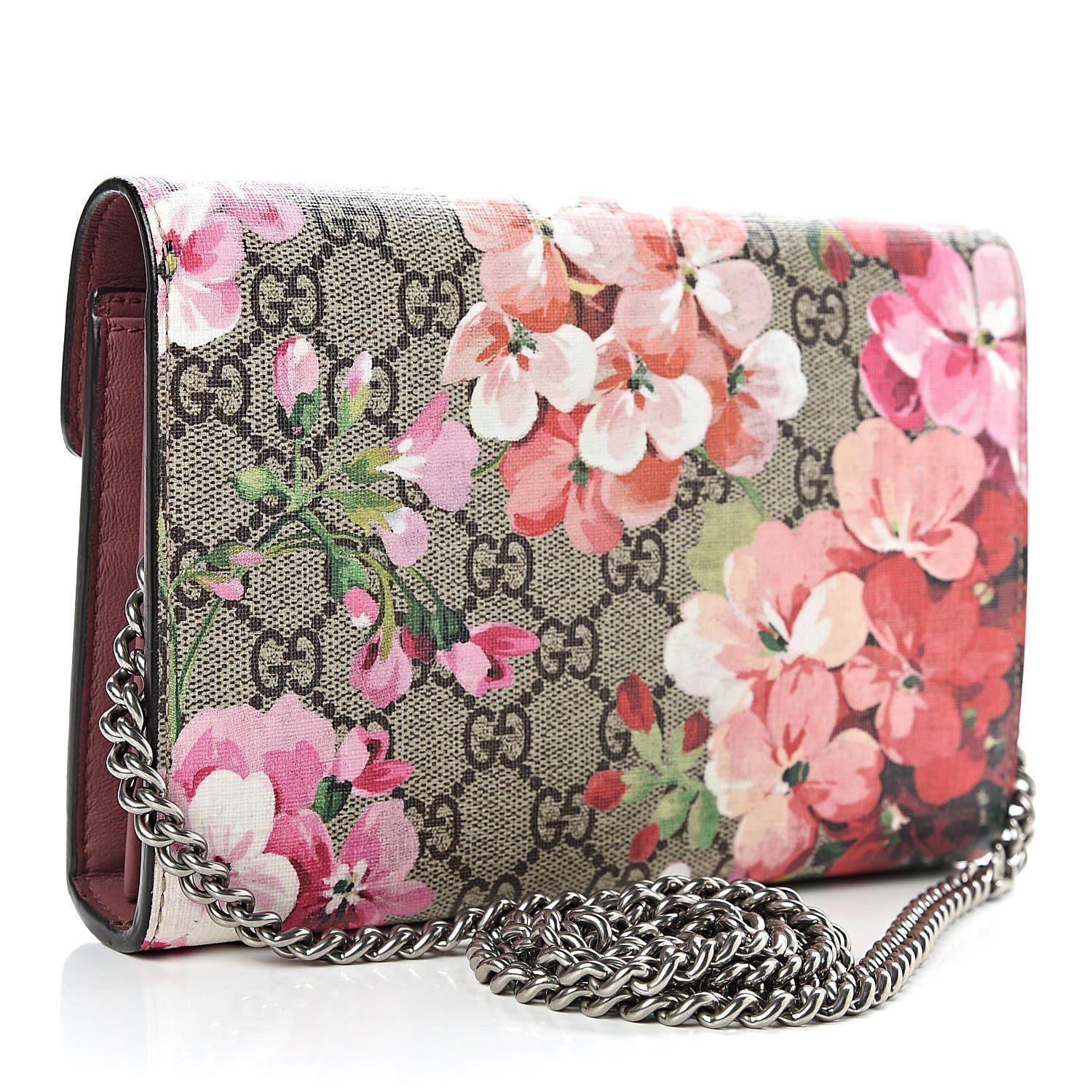 Gucci GG Supreme Monogram Blooms Mini Dionysus Chain Wallet Beige Multicolor Dry Rose 3 of 11