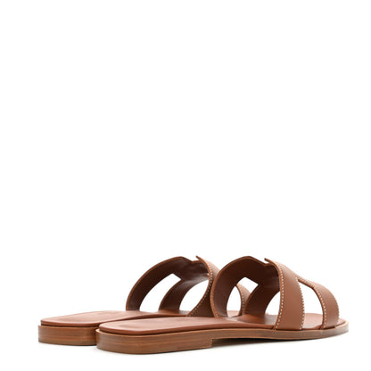 Hermes Box Calfskin Oran Sandals 39.5 Gold 4 of 10