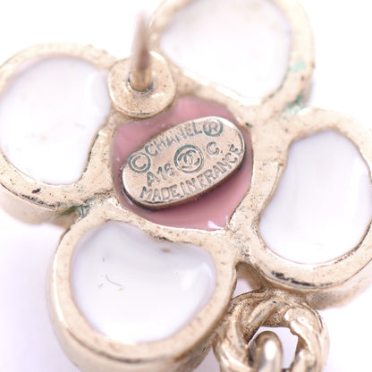 Chanel Resin Pearl CC Flower Drop Earrings Pink Beige 4 of 5