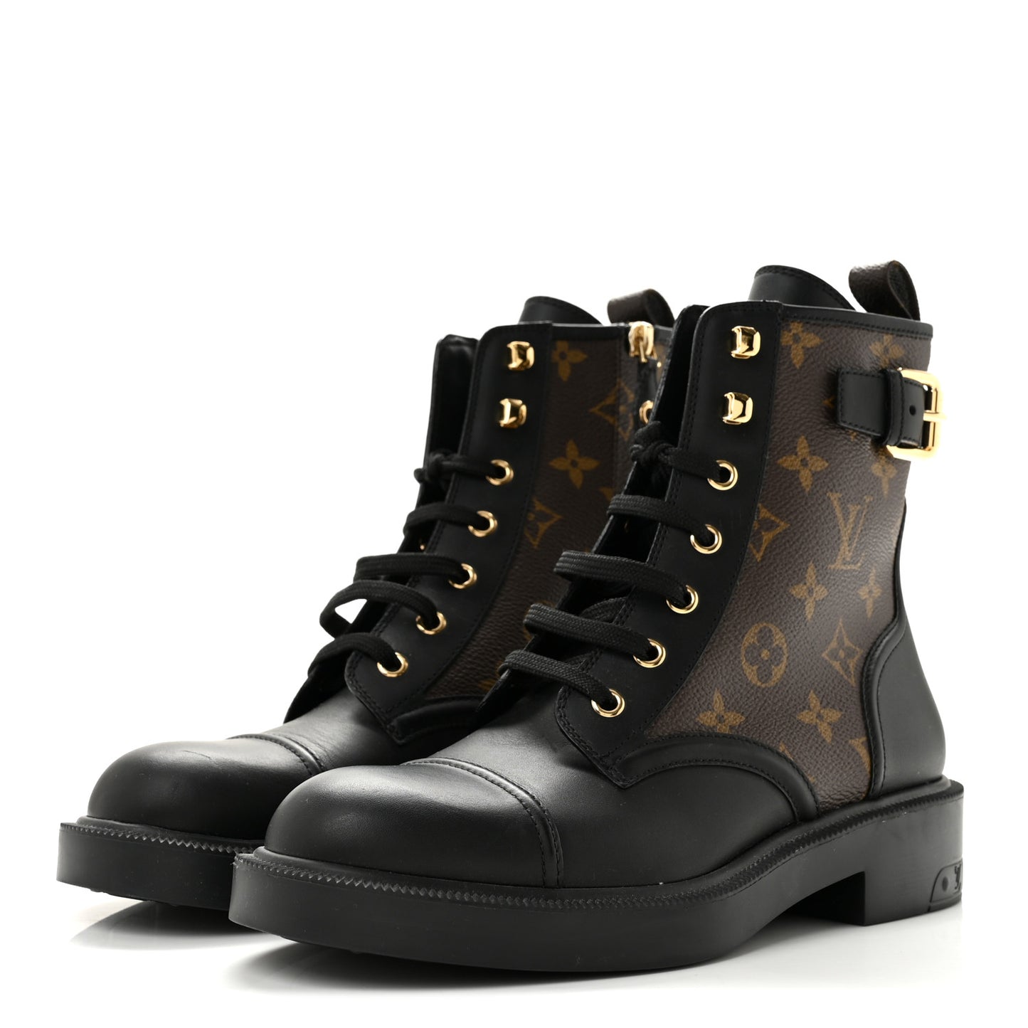 Calfskin Monogram Citizen Flat Ranger Boots 37.5 Cacao Brown Black