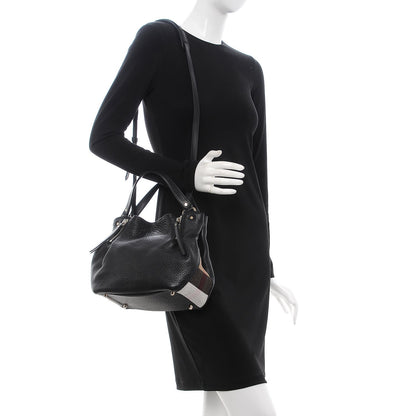 Burberry Grainy Calfskin House Check Small Maidstone Black 2 of 10