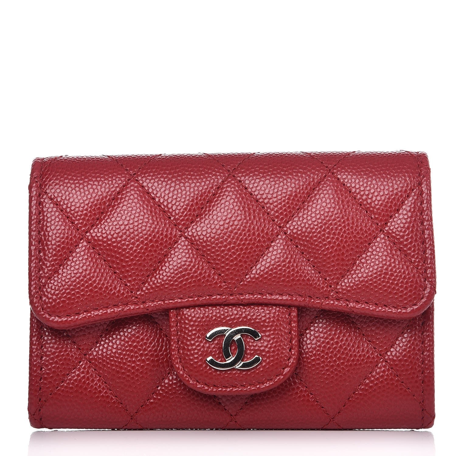 Chanel Caviar Quilted Flap Card Holder Red 1 of 9