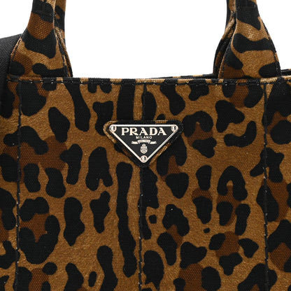 Prada Canvas Leopard Print Small Tote Miele 7 of 9