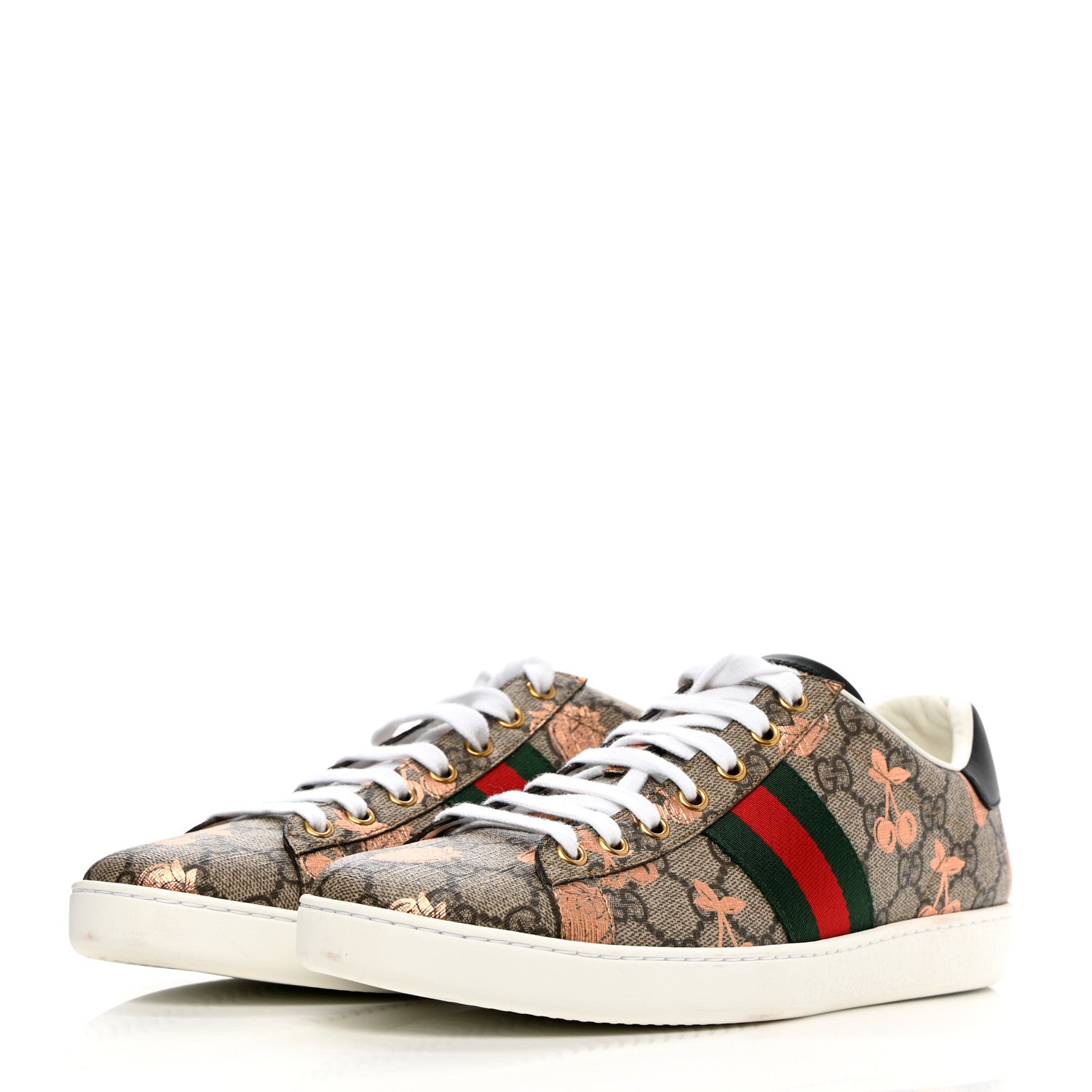Gucci GG Supreme Monogram Berry Web Womens Ace Sneakers 39.5 Beige Light Copper Black 3 of 14