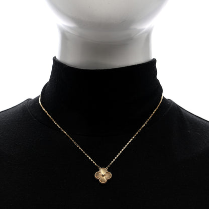 Van Cleef & Arpels 18K Yellow Gold Guilloche Vintage Alhambra Pendant Necklace 2 of 4