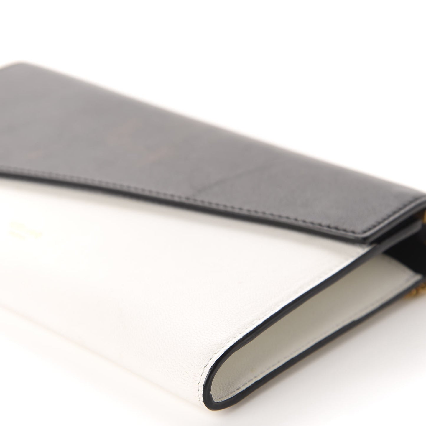 Lambskin Large Diagonal Flap On Chain Black White