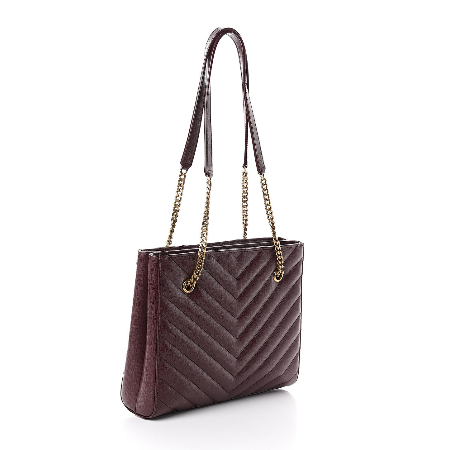 Grain de Poudre Matelasse Chevron Small Tribeca Shopping Bag Rouge Legoin