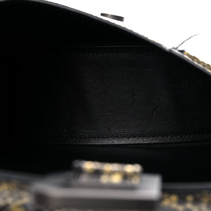 Balenciaga Shiny Calfskin Snakeskin Embossed Hourglass Top Handle Bag XS Gold Black 5 of 12