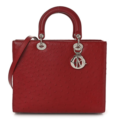 Christian Dior Ostrich Large Lady Dior Dark Brick 1 of 8