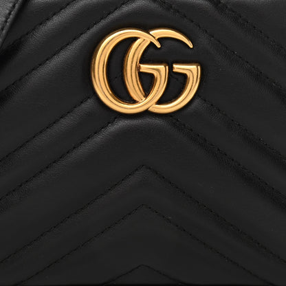 Gucci Calfskin Matelasse Mini GG Marmont Chain Shoulder Bag Black 10 of 14