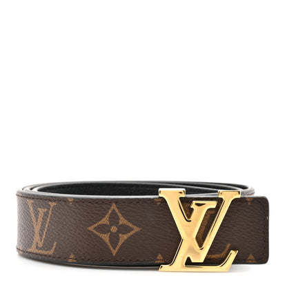 Louis Vuitton Calfskin Monogram 30mm LV Initiales Reversible Belt 80 32 Black 1 of 5