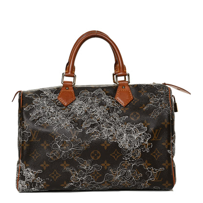 Louis Vuitton Monogram Dentelle Speedy 30 Silver 2 of 15
