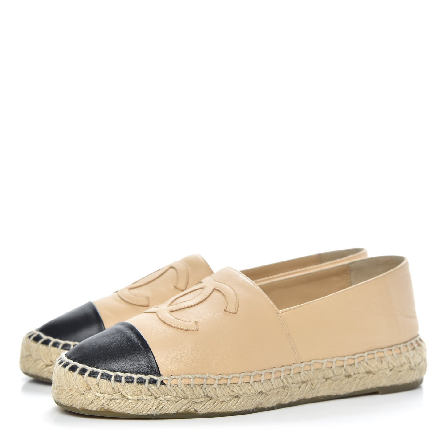 Lambskin CC Espadrilles 36 Beige Black