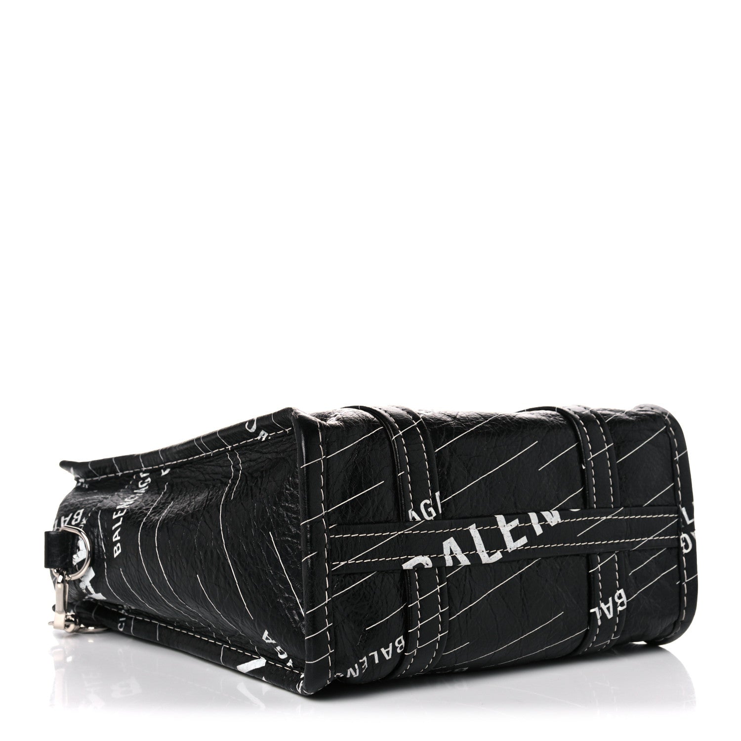 Balenciaga Agneau Arena Logo Multicolor Print XS Bazar Shopper Tote Black White 4 of 11