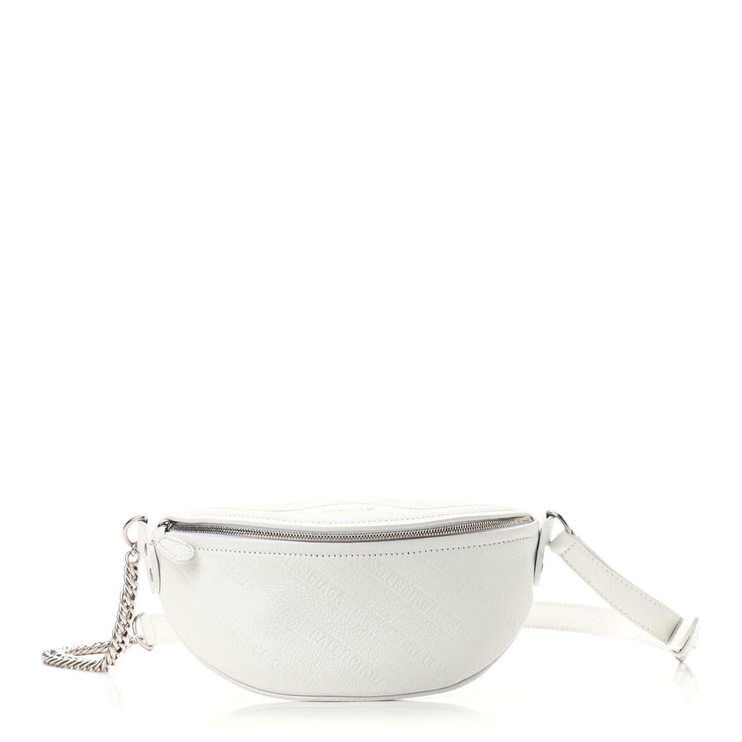 Shiny Goatskin Allover Logo Embossed XXS Souvenir Belt Bag White