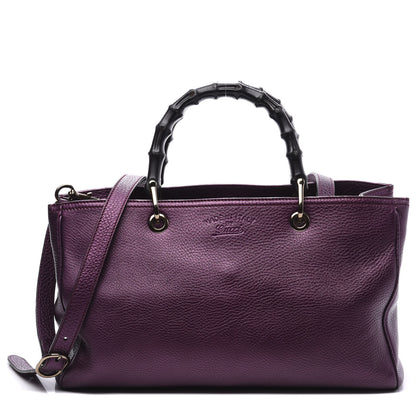 Gucci Pebbled Calfskin Medium Bamboo Shopper Tote Purple 1 of 13