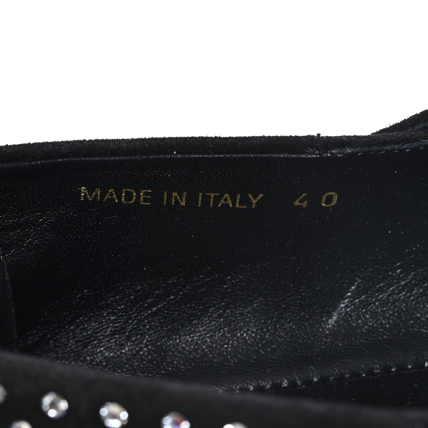 Suede Crystal Ballerina Flats 40 Black