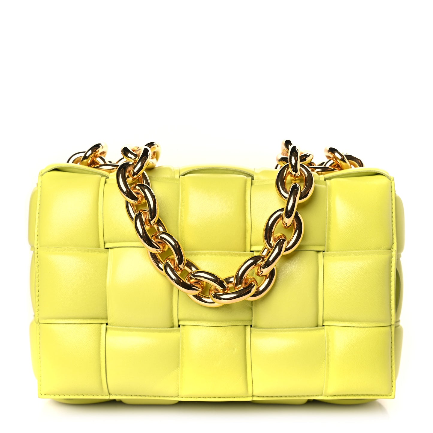 Lambskin Maxi Intreccio Padded Chain Cassette Crossbody Bag Kiwi