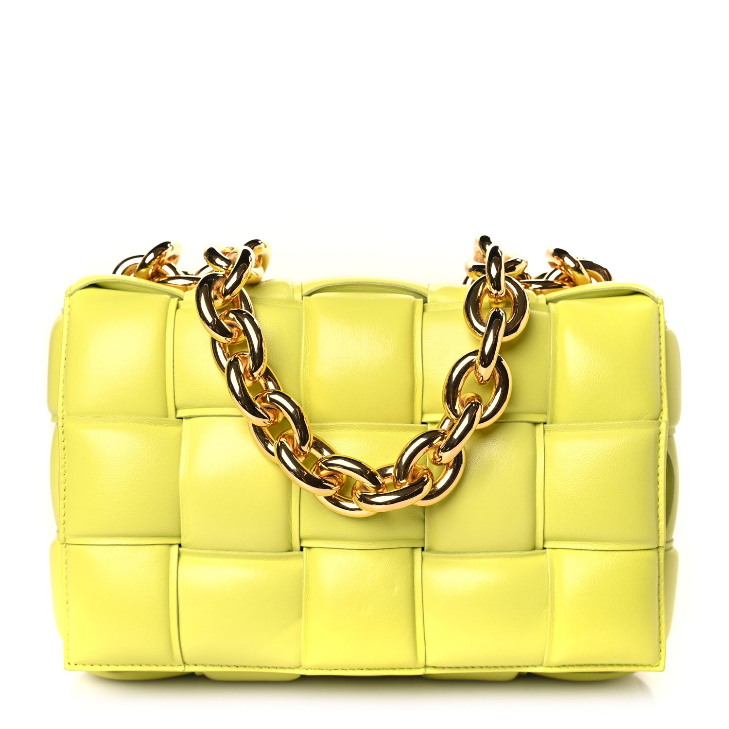Bottega Veneta Lambskin Maxi Intreccio Padded Chain Cassette Crossbody Bag Kiwi 1 of 9