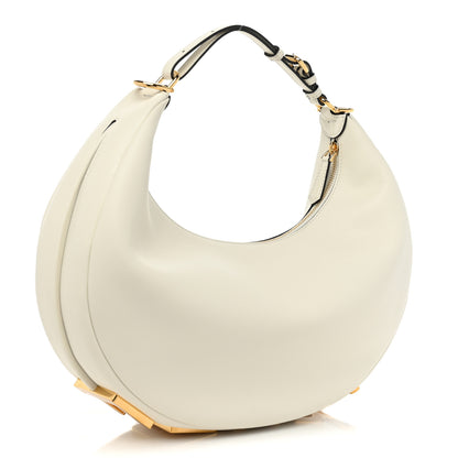 Fendi Vitello Grace Matte Medium Fendigraphy Hobo Bag White Ice 3 of 8