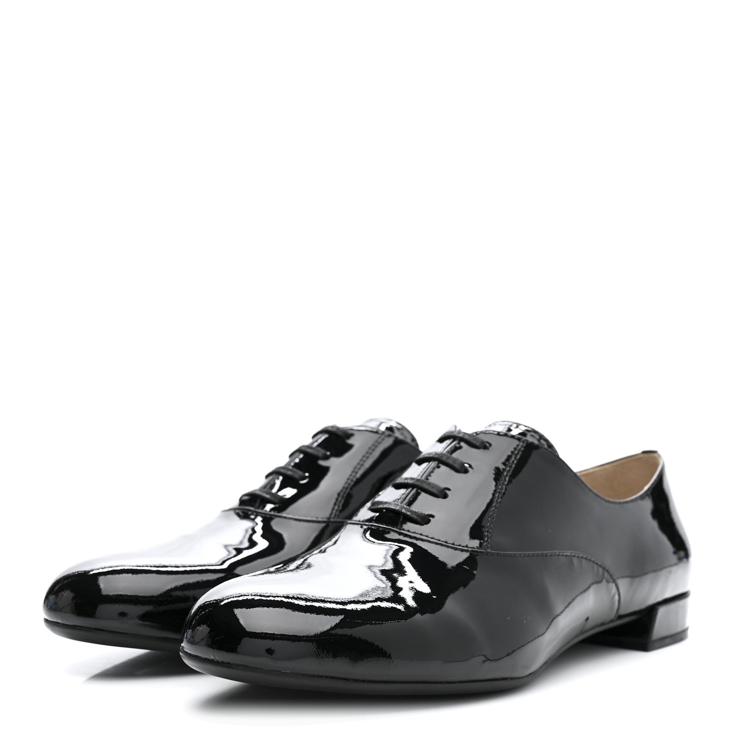 Prada Vernice Lace Up Oxfords 38 Black 4 of 9