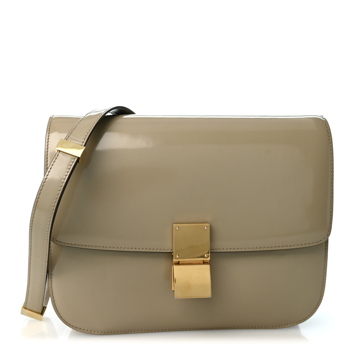 Celine Spazzolato Calfskin Medium Classic Box Flap Bag Taupe 1 of 10