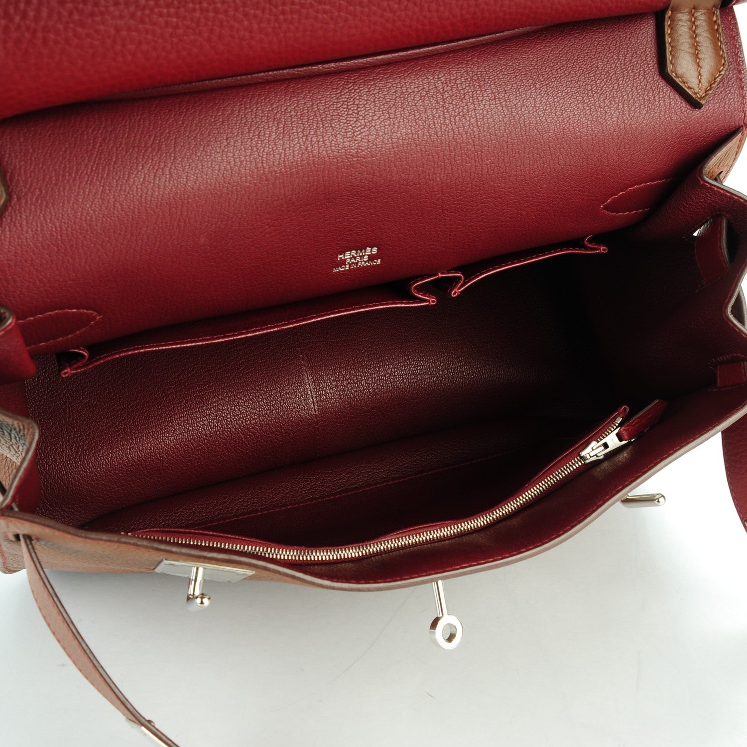 Hermes Taurillon Clemence Eclat Jypsiere 34 Marron D'Inde Rouge H 5 of 9