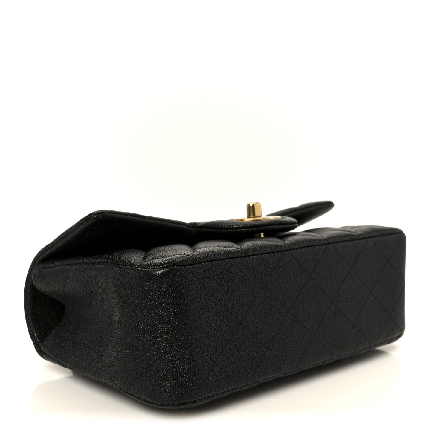 Caviar Quilted Mini Top Handle Rectangular Flap Black