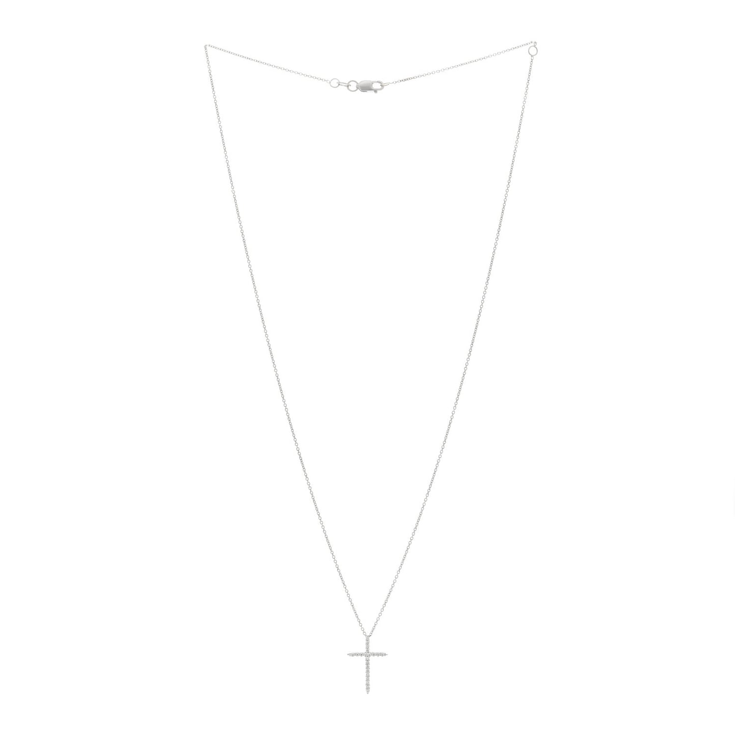 18K White Gold Diamond Tiny Treasures Cross Pendant Necklace