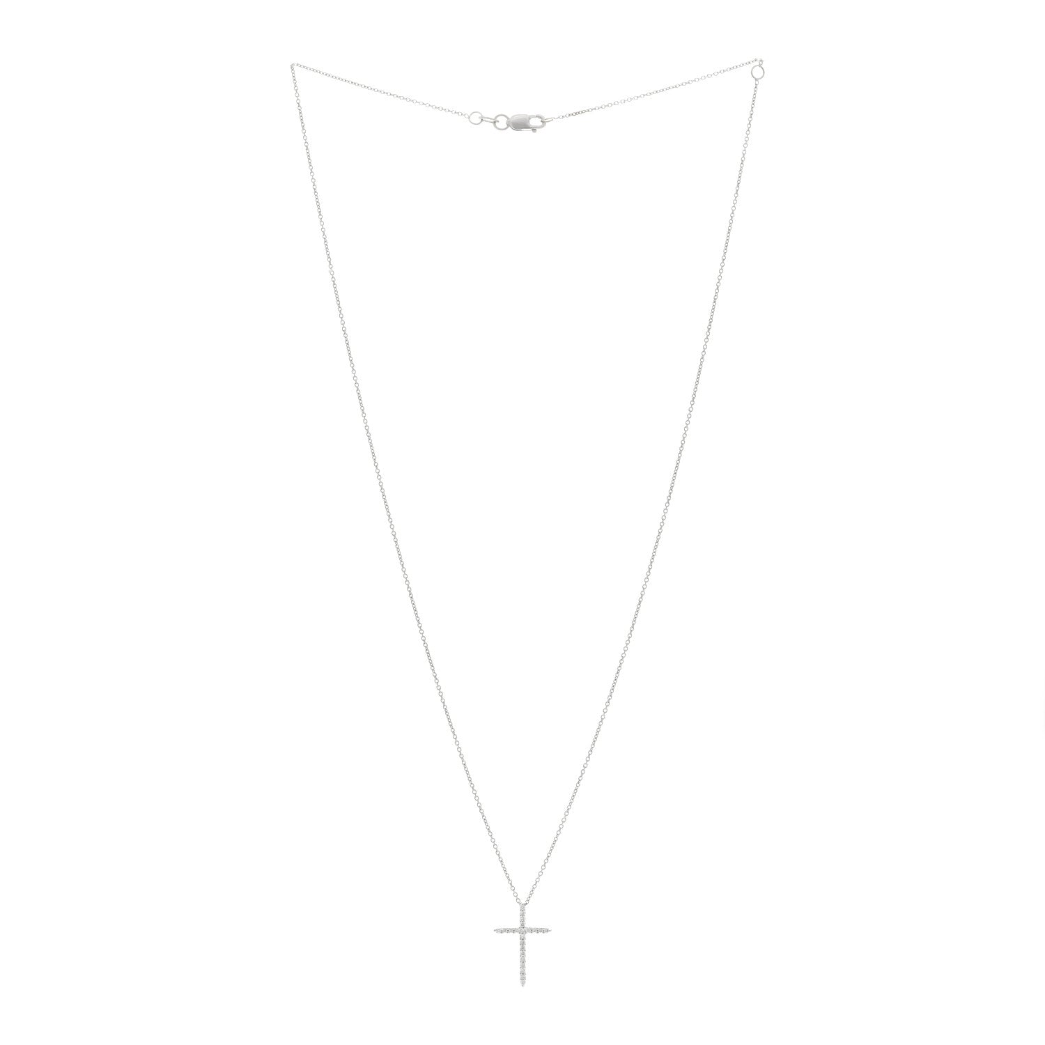 Roberto Coin 18K White Gold Diamond Tiny Treasures Cross Pendant Necklace 2 of 3