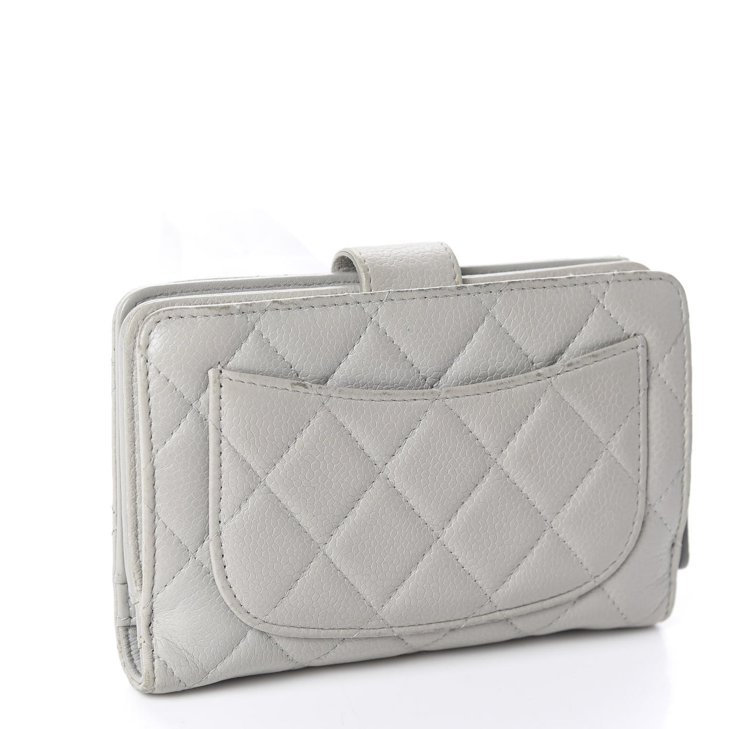 Caviar Quilted CC French Wallet Light Gray