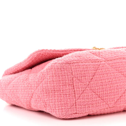 Chanel Tweed Quilted Maxi Chanel 19 Flap Pink 9 of 10