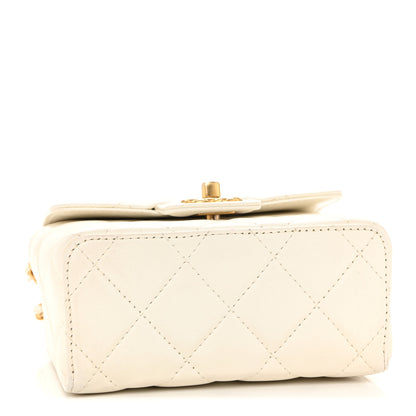 Chanel Lambskin Handle Crush Top Handle Flap Bag White 4 of 13