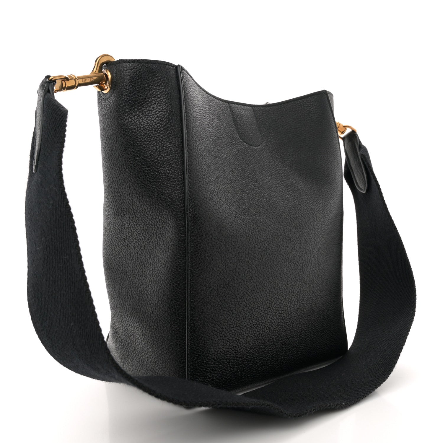 Celine Soft Grained Calfskin Small Sangle Bucket Bag Black 3 of 9